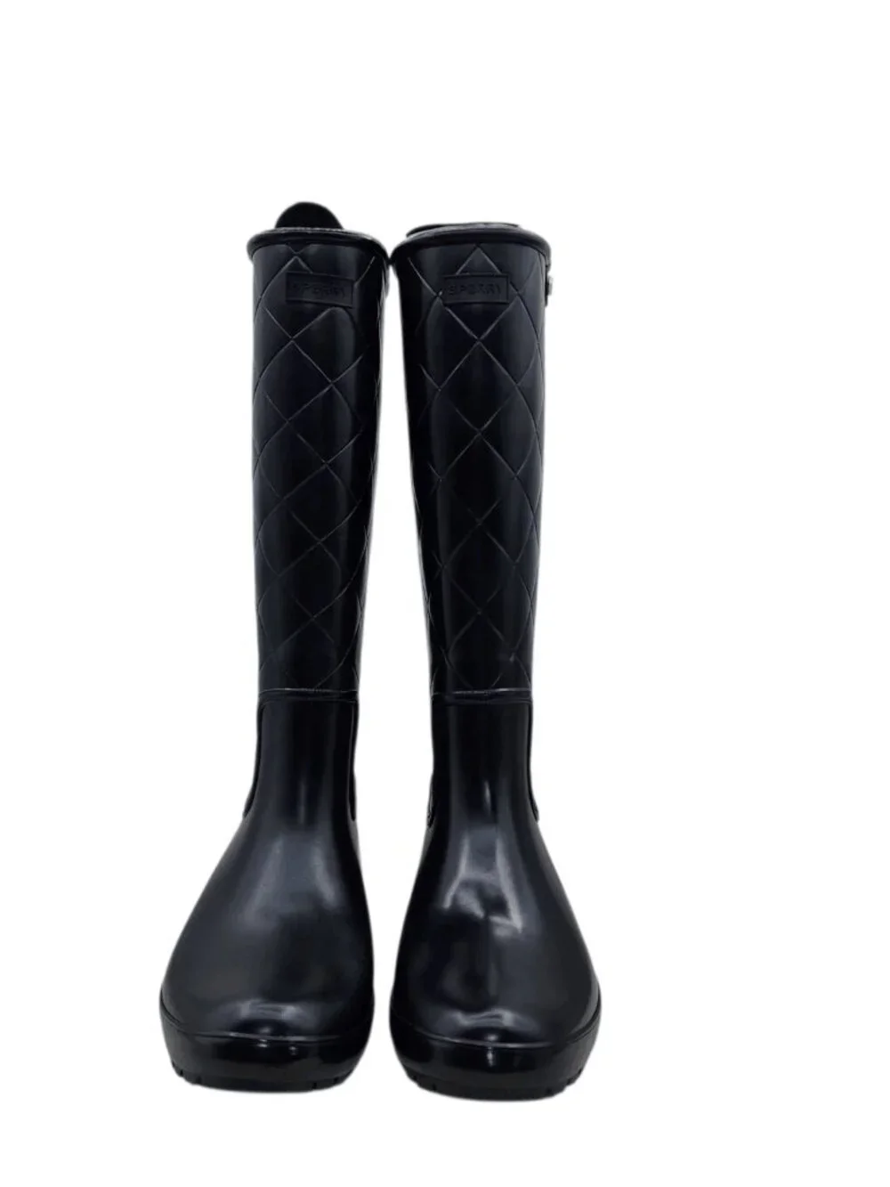 Sperry Women’s Drizzle Flat Heel Knee High Rain Boots Black Waterproof Rubber 7